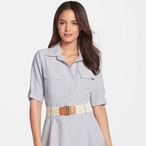 TAHARI ARTHUR S. LEVINE Pinstripe Shirt Dress